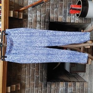 Women's Cato Pull On Pants; Blue and White Paisley; size L